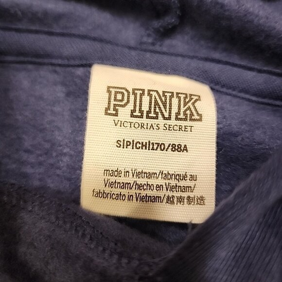 Victoria Secret Pink Cropped Top Fleece Sweatshirt Everyday Blue Hoodie S - Picture 5 of 9